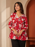 Red Petunia Peplum Top