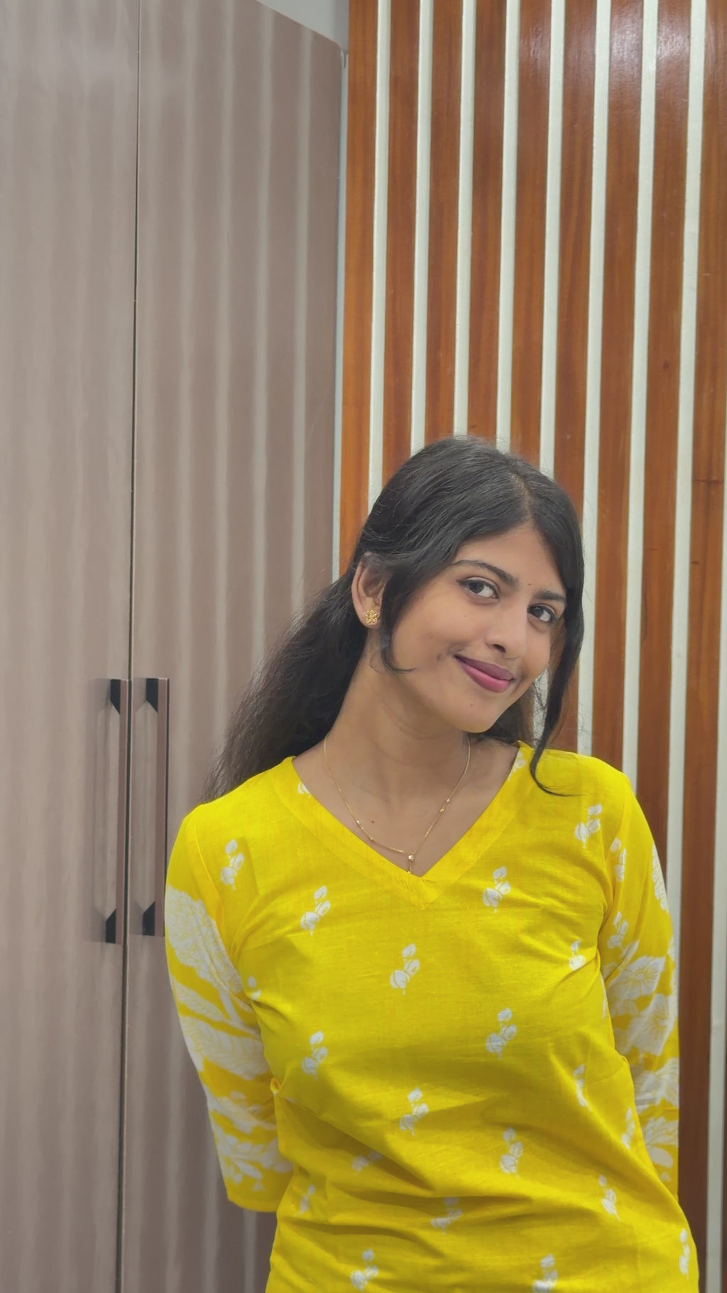 Yellow floral kurti top ( only top)